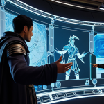 A professional and diverse group of fantasy MMORPG characters, fully clothed in modest, appropriate attire, are actively engaged in a strategic discussion within a luminous, clean raid environment. A male warrior gestures towards a large, interactive holographic display projecting various intricate buff and debuff icons, while a female mage and a male rogue stand focused, observing the data. The scene emphasizes collaborative planning and tactical foresight. Perfect anatomy, correct proportions, natural pose, well-formed hands, proper finger count, natural body proportions. Professional photography, high detail, sharp focus, vibrant color palette, safe for work, appropriate content, family-friendly.