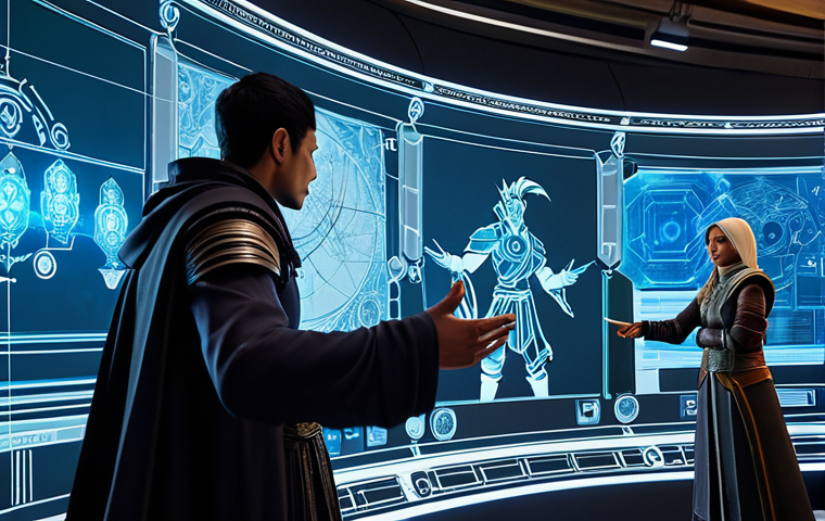 A professional and diverse group of fantasy MMORPG characters, fully clothed in modest, appropriate attire, are actively engaged in a strategic discussion within a luminous, clean raid environment. A male warrior gestures towards a large, interactive holographic display projecting various intricate buff and debuff icons, while a female mage and a male rogue stand focused, observing the data. The scene emphasizes collaborative planning and tactical foresight. Perfect anatomy, correct proportions, natural pose, well-formed hands, proper finger count, natural body proportions. Professional photography, high detail, sharp focus, vibrant color palette, safe for work, appropriate content, family-friendly.